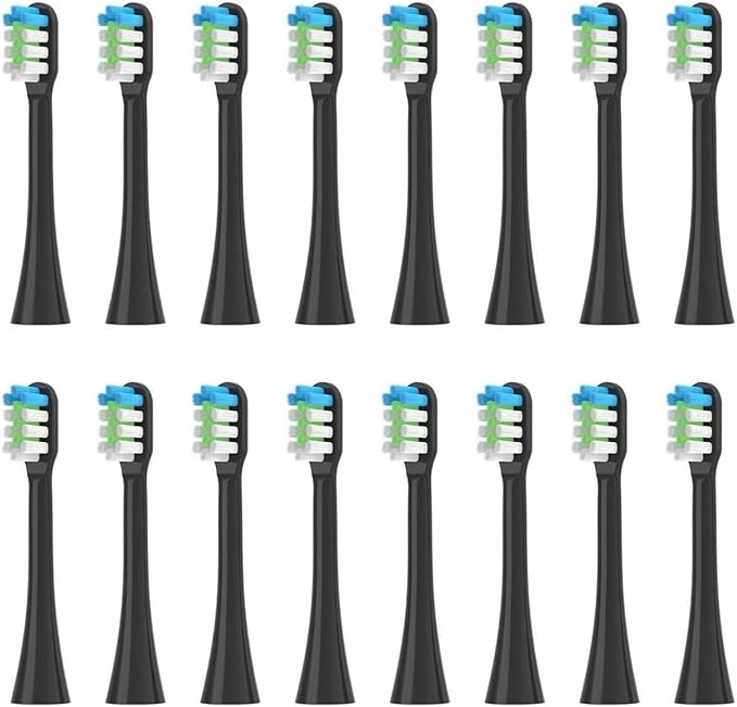 16PCS Replacement Toothbrush Heads Compatible for nx8000 Soft Bristle Tooth Brush Head(16pcs Black)