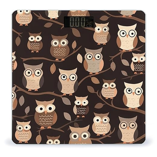 Cute Brown Cartoon Owls Bathroom ScaleHighly Accurate Digital Weighing Machine for People Bright LED Display Weight Scale for The Aldult Home Use