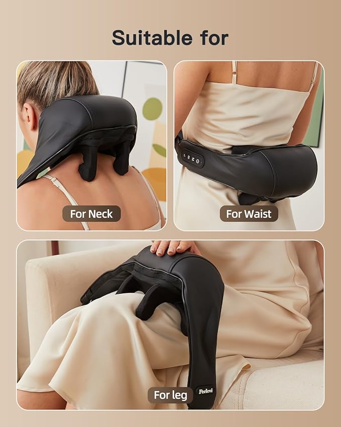 Neck &amp Shoulder Massager with Heat 6D Deep Tissue Shiatsu Kneading for Neck Shoulders &amp Upper Back Hands-Free Relief After Work