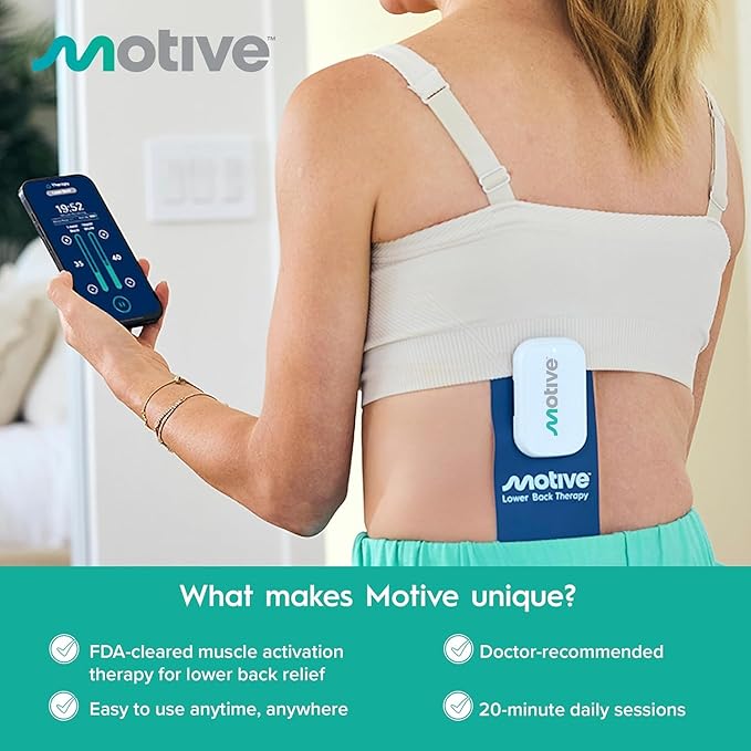 Motive Lower Back Therapy Pads 4‑Pack Refill Replacement NMES Electrodes with Conductive Gel for Lower Back Support for Use with Your Motive Device