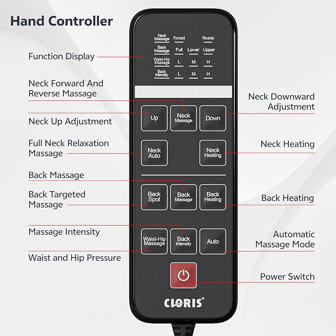 CLORIS Neck Back Massager with Heat Automatic Adjustable Neckrest 3D Shiatsu Compress &amp Rolling Massage Chair Pad for Full Body Relaxation Home Office Chair Use Gift for Family &amp Friends B