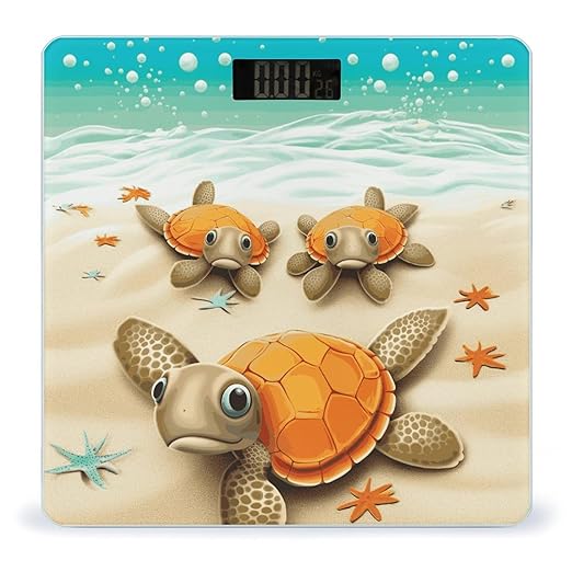 Turtle Starfish Scale for Body Weight Sturdy Tempered Glass Weighing Scales with LCD Display Accurate Digital Bathroom Scale Convenient Body Fat Smart Scales 400lb