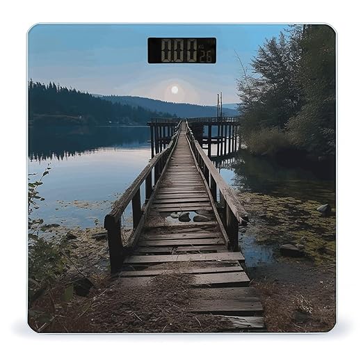 Digital Bathroom Scale for Body Weight Scale with Bright LCD Display High Accuracy Step-On Technology Auto On/Off Wooden Trestle by The Water Digital Scales 400 Lbs /180kg