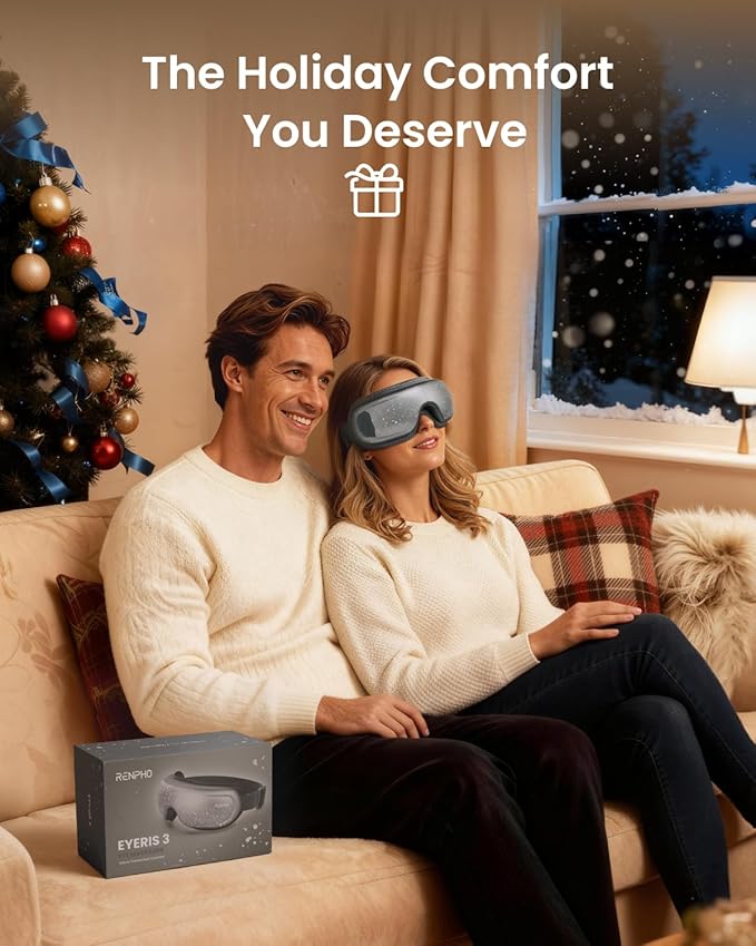 RENPHO Limited Edition Eye Massager with Heat and Cooling Voice Control FSA Eligible HSA Mothers Day Birthday Gifts for Mom Women Men Her Him Eye Mask for Migraines Relief Eyeris 3 Reduce Dry Eyes