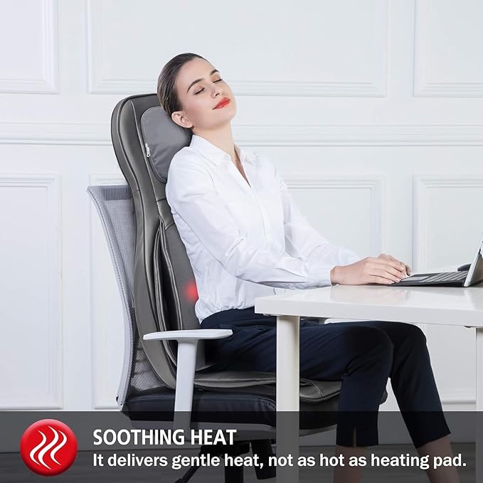 COMFIER Massager Chair with Heat Shiatsu Neck Back Massager Portable with Compression &amp RollingMassage Chair Pad for Neck &amp Back for Muscle Tension Relief