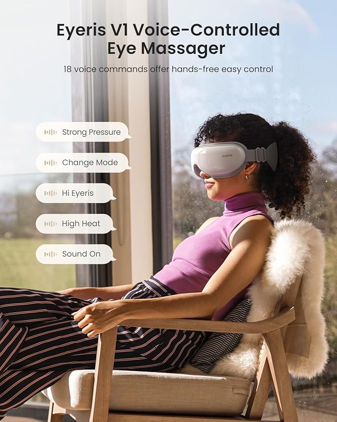 RENPHO Eyeris 1V Eye Massager with Heat FSA Eligible HSA Christmas Gifts for Women Men Eye Mask for Migraines Voice Control Eye Care Eye Massager for Migraines Reduce Strain