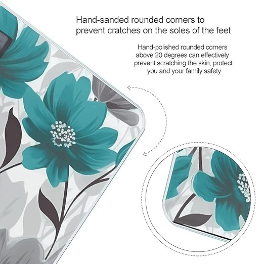 Teal Grey and White Floral Bathroom ScaleHighly Accurate Digital Weighing Machine for People Bright LED Display Weight Scale for The Aldult Home Use