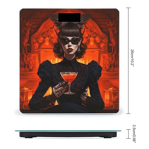 Demon Style Character Scale for Body Weight Anti-Slip Tempered Glass Digital Bathroom Scales Clear LCD Display Weighing Scale Safe Rounded Corners Smart Scales
