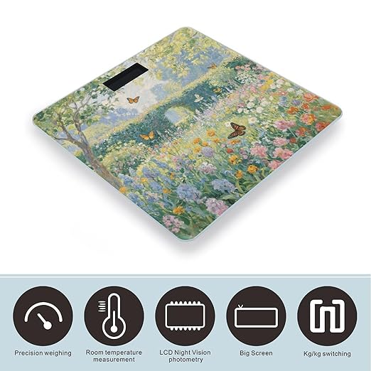Beautiful Garden Weight Scale Large Bathroom Scales Digital Weight with Bright LED Display Non Slip Automatic Weighing Scale Fashion Weighing Machine for Body