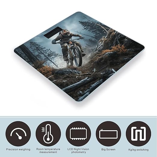 Mountain Bike Tournament Bathroom Scale for Body Weight LCD Display Digital Bathroom Scale Tempered Glass Bathroom Weight Scales Fashion Smart Scales for Home Bedroom 400 Lb