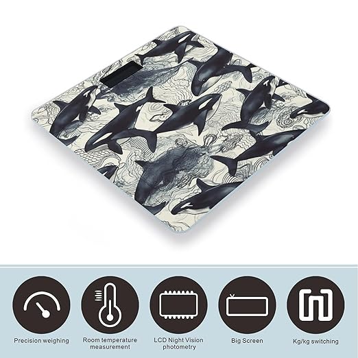 Killer Whale Smart Scale for Body Weight Accurate Bathroom Scale with LED Display Digital Weight Scales Weighing Machine High Precision Scales for Bath Home