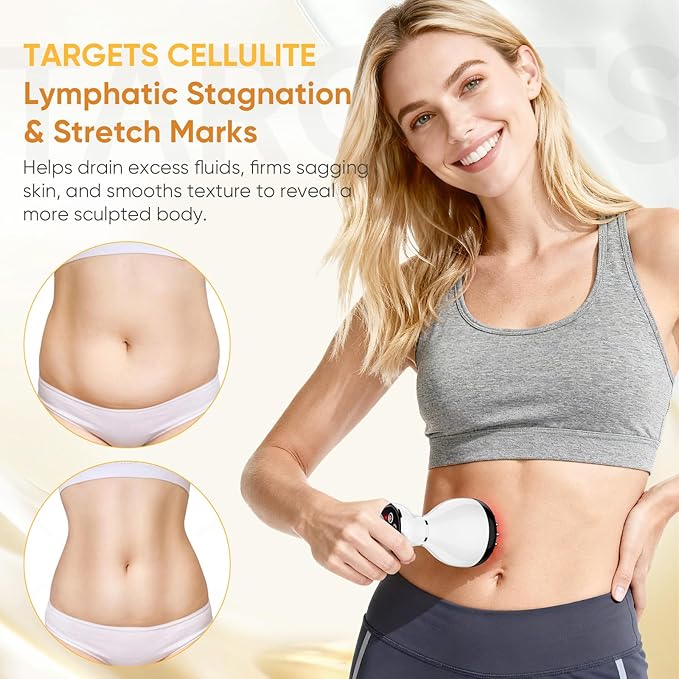 Lymphatic Drainage Massager - Anti Cellulite Massage Tool &amp Body Sculpting Machine with 30-Level Microcurrent Light Heat &amp Vibration for Legs Arms &amp Belly Body Helps Reduce Stretch Marks