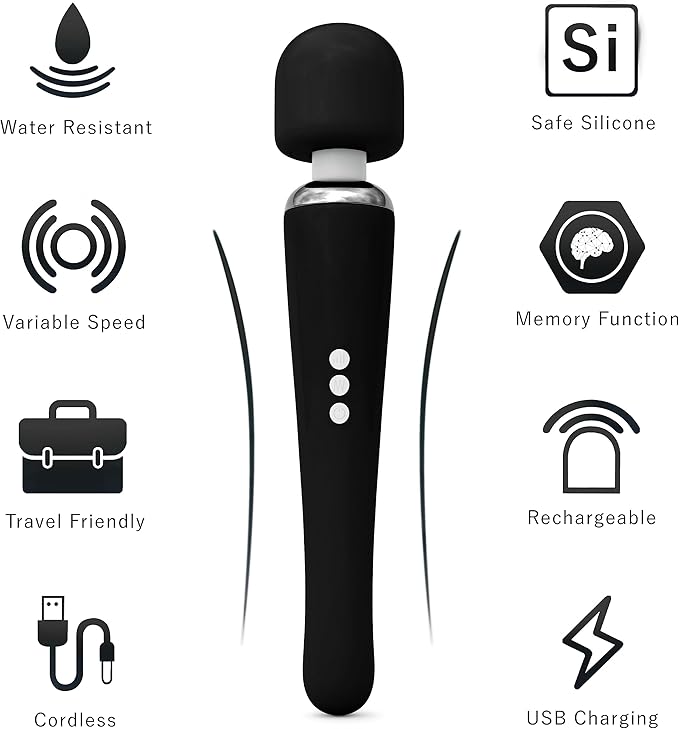 Therapeutic Cordless Massager - Powerful Massage Tool Handheld 8 Speeds 20 Patterns - Rechargeable Hand Massagers for Sore Muscles - Hand Held Massage Tool for Neck &amp Back