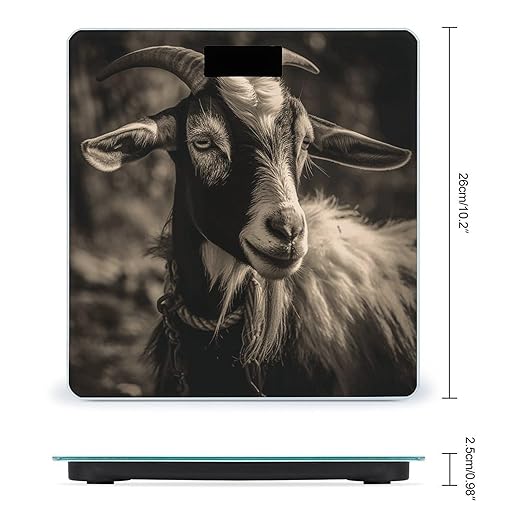 Black and White Goat Scale for Body Weight Highly Accurate Digital Bathroom Scale Sturdy Tempered Glass Weighing Scales with LCD Display Fashion Body Fat Smart Scales 400lb