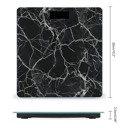 Black Marble Scale for Body Weight Accurate Digital Bathroom Scale Toughened Glass High Precision Scales Smart Weight Scales with Large LCD Backlight Display Weighing Machine
