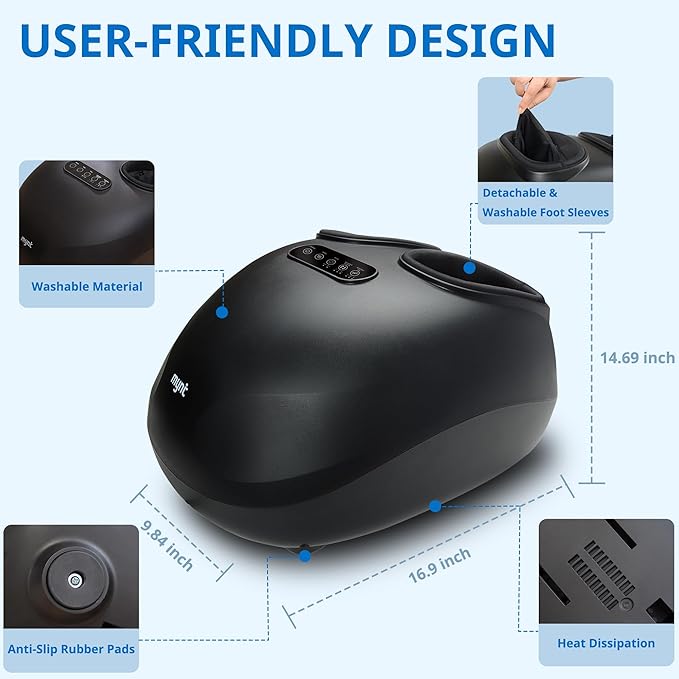 Mynt Shiatsu Foot Massager for Plantar Fasciitis Feet Massage Machine with Heat Deep Kneading Compress Foot Warmer for Pain Relief Fits Up to 14 Gift for Father Mother