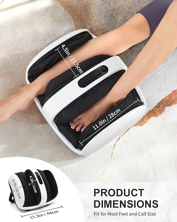Nekteck Foot Shiatsu Massager for Circulation and Pain Relief Smart Electric Massage Machine with Heat Deep Kneading Vibration for Feet Calf Arm Muscle Relax White (APP Control)