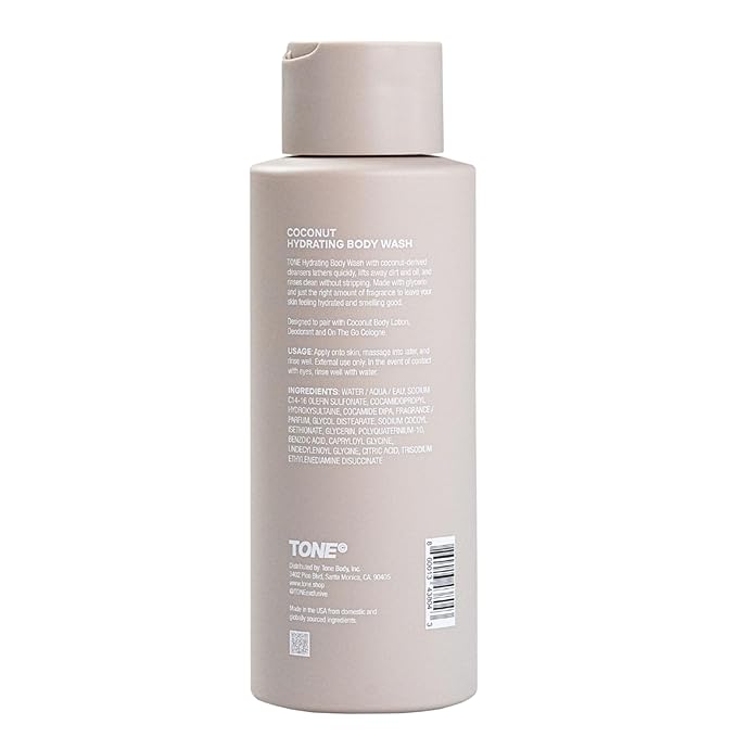 TONE Hydrating Body Wash 17oz Coconut Coconut-derived Cleansers Leaves Skin Clean Moisturized and Refreshed Long-lasting Iconic Scent Suitable for All Skin Types Dermatologist-Tested (2 Pack)