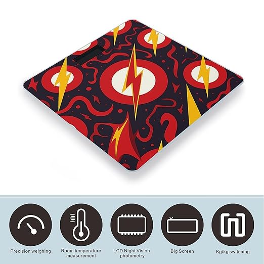 Red Glitter Pattern Bathroom Scale for Body Weight Bathroom Weighing Scale with Backlit LCD Display Highly Accurate Measures Weight Up to 180kg