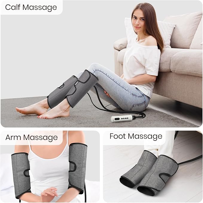 SHINE WELL Leg Compression Massager for Circulation and Pain Relief Fsa Air Compression Calf Massager with 3 Modes 3 Intensities 2 Timing for Restless Legs Syndrome Relief Wellness Gift for Mom Dad