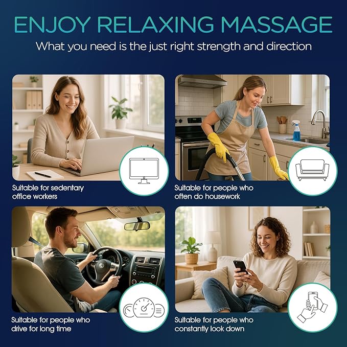 VOYOR-HEALTH Shiatsu Neck and Back Massager with Heat - 3D Kneading Deep Tissue Massage Pillow for Lower Back Shoulder Calf Foot Use at Home Car Office YZ100