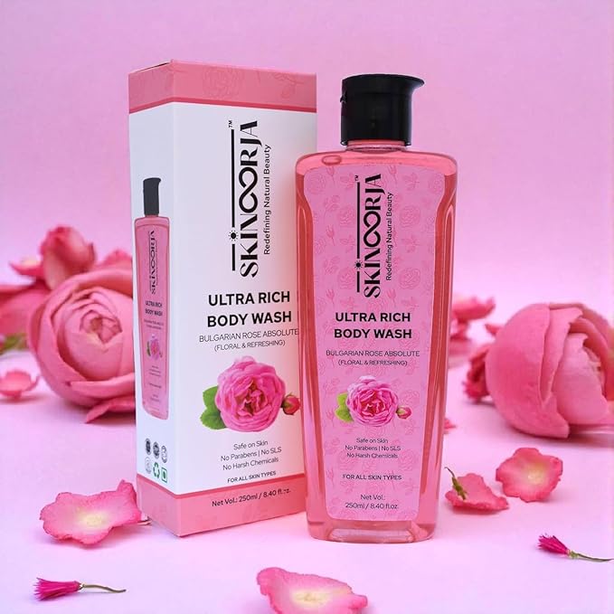 BEMT Ultra-Rich Body Wash – Bulgarian Rose | Refreshing Floral Scent | Gentle Hydrating Cleanser with Rose Water Aloe Vera Honey &amp Vitamin E | No SLS Parabens or Silicones – 250 ml