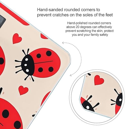 Ladybug Scale for Body Weight Accurate Digital Bathroom Scale Toughened Glass High Precision Scales Smart Weight Scales with Large LCD Backlight Display Weighing Machine
