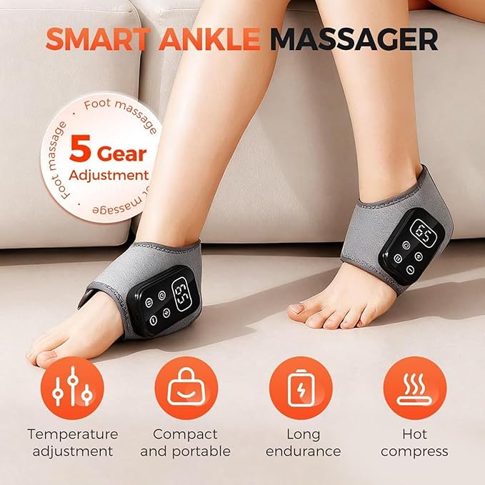 2PC Foot Advanced Renew Triple Method Massager 3-in-1 Heated Foot &amp Ankle Wrap Triple Technology Foot Massager Ankle 3-Speed &amp 5-Temperature Portable Foots Renew Massager for Home Travel U