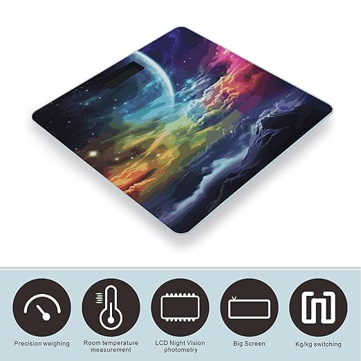 Rainbow Sky and Moon Bathroom ScaleHighly Accurate Digital Weighing Machine for People Bright LED Display Weight Scale for The Aldult Home Use