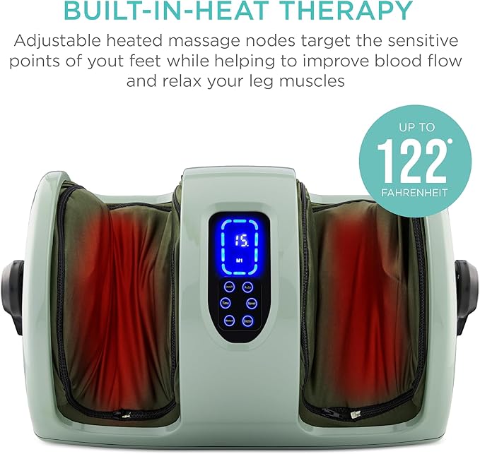 Best Choice Products Heated Shiatsu Foot Massager for Pain Relief Plantar Fasciitis Neuropathy Blood Circulation w/Compact Design - Sage Green