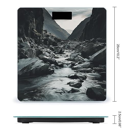 River and Gray Rocks Bathroom Scale Ultra-Bright Liquid Crystal Screen Weight Scale Accurate Bathroom Body Scales for Body Weight Bathroom Pet Home Bedroom Gift-Giving
