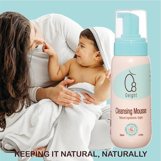 Cleansing Mousse: Natural Baby Body Wash Foam with Dunaliella Salina Dead Sea Minerals Soothes Softens Energizes Protects Skin 6.76 Oz