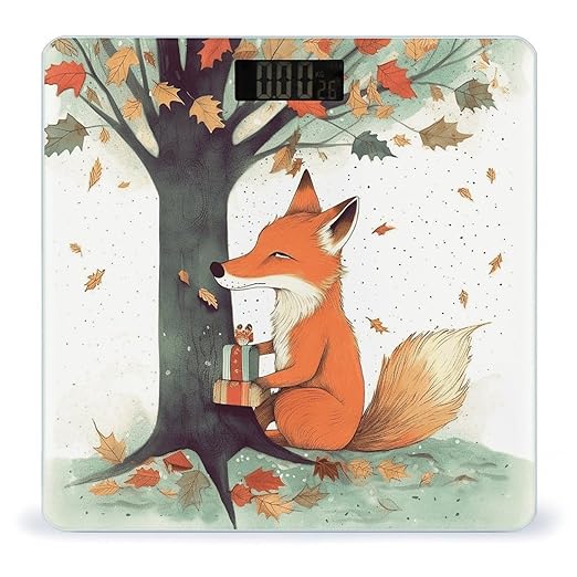 Fox Under The Tree Scale for Body Weight Accurate Digital Bathroom Scale Toughened Glass High Precision Scales Smart Weight Scales with Large LCD Backlight Display Weighing Machine