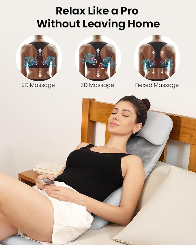 COMFIER Shiatsu Back Massager with Heat Deep Tissue Kneading Chair Massager with Vibration 2D/3D Shiatsu Massage Seat Cushion Full Back Massage Chair Pad