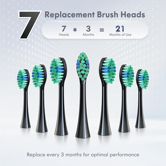 Electric Toothbrush for Adults Kids Electric Toothbrush Rechargeable Sonic Toothbrush Ultrasonic Toothbrush with Travel Case Holder &amp 7 Brush Heads 6 Modes &amp 3 Intensities 2-Minute Timer (B