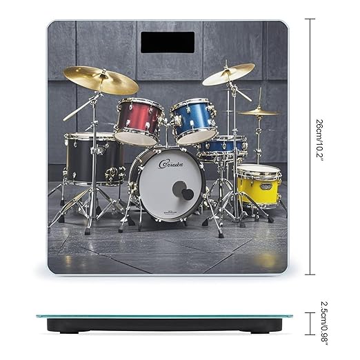 Cool Drum Set Scale for Body Weight Highly Accurate Digital Bathroom Body Scale Digital Bathroom Scales for People Anti-Slip Large LCD Display Smart Scales