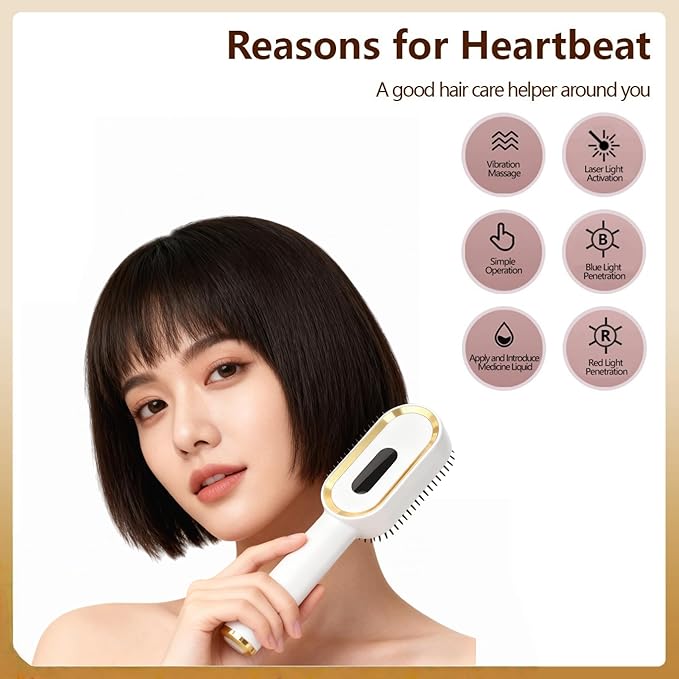 Multifunctional Massage Comb with Liquid Dispenser - Rechargeable Electric Hair Care Tool Vibrating Scalp Massager with LED Lights for Frizz Control &amp Shine Gift for Women or Man (White)
