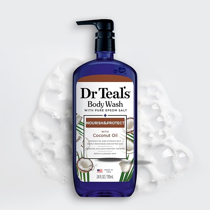 Dr Teal's Body Wash with Pure Epsom Salt with Coconut Oil 24 fl oz (Pack of 4)