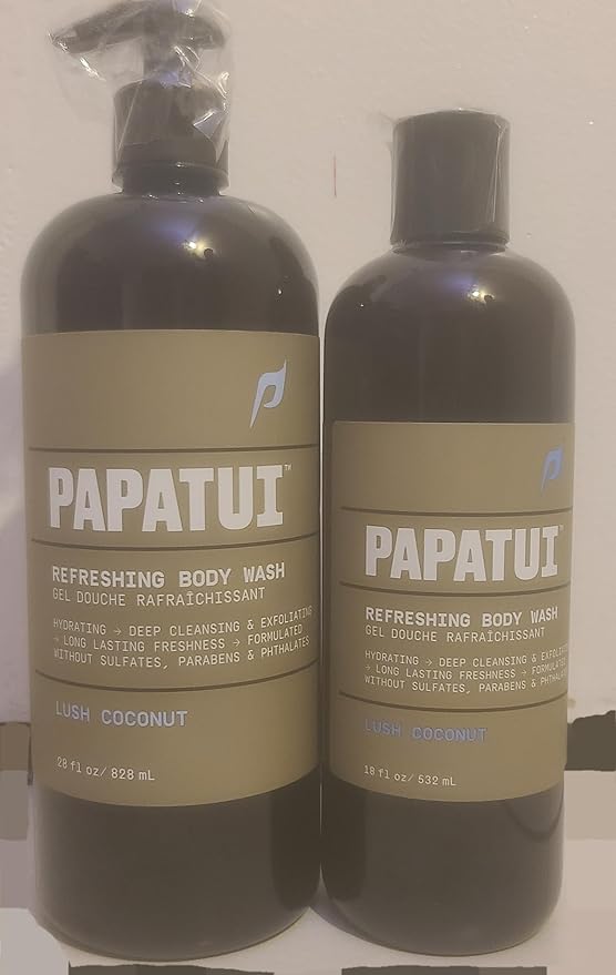 Papatui refreshing body wash lush coconut (set of 2-28fl oz &amp 18 fl oz)
