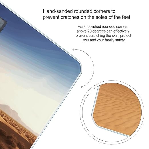 Desert Landscape Digital Bathroom Scale for Body Weight with High Precision Digital Weighing Scale with BMI Clear LCD Display and Step-On Measures Weight Up to 180kg