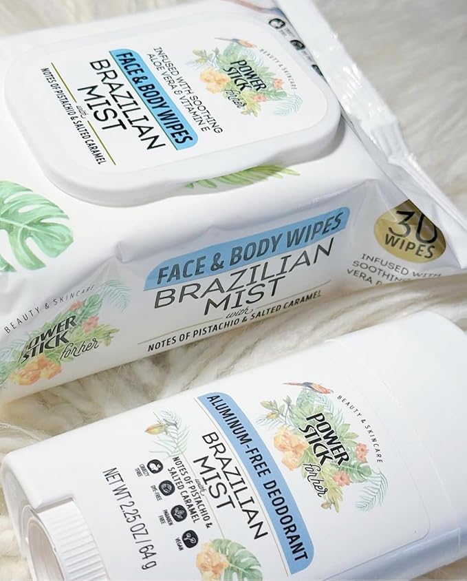 Brazilian Mist 5pc Bundle- Body Wash- Leave in Conditioner- Face &amp Body Wipes- Body Spray-Deodorant