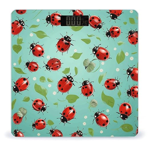 Red Ladybugs Scale for Body Weight Digital Bathroom Scale Precision Smart Weighing Scales with Clear LED Display Accurate High Precision Scales Weighing Machine