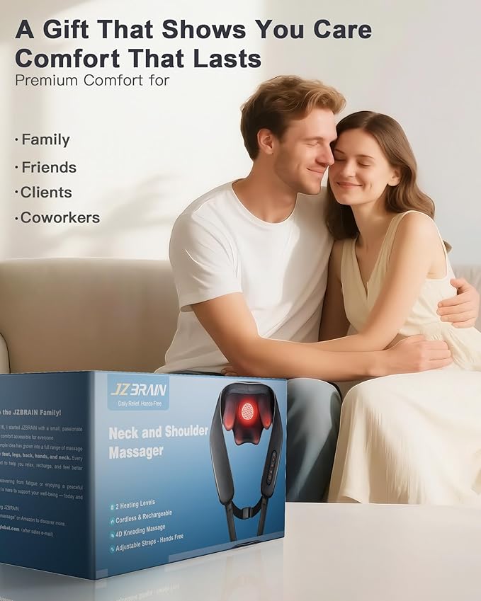 Neck and Shoulder Massager with Heat : Cordless Kneading Neck Massager for Pain Relief Deep Tissue - 3 Modes 2 Intensity &amp 2 Heat Settings Hands-Free Daily Comfort for Office and Home Use