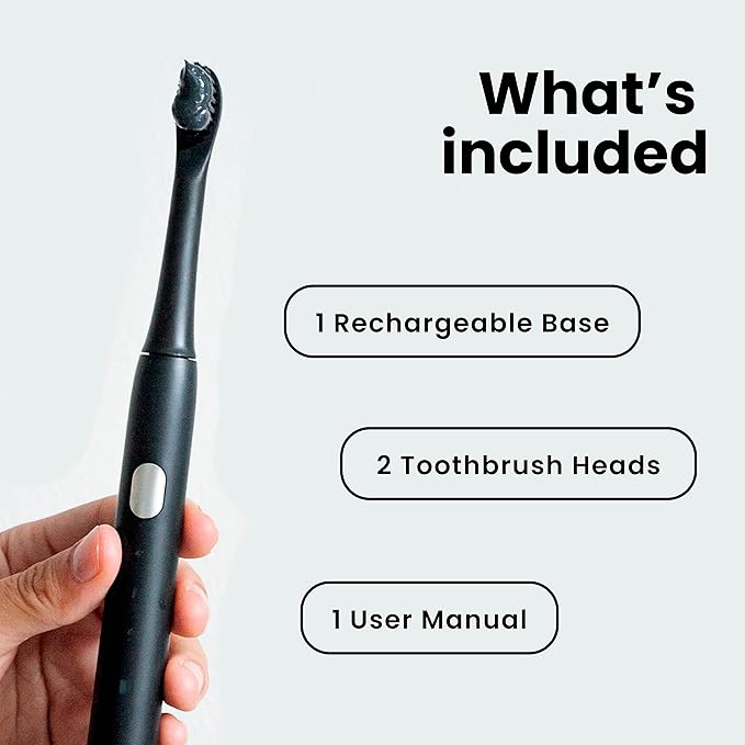 BLAQ Sonic Electric Toothbrush for Adults and Kids - Rechargeable with Two Soft Touch Replacement Heads - Long Lasting Battery - Lightweight Rechargeable IPX7-3 Brushing Modes