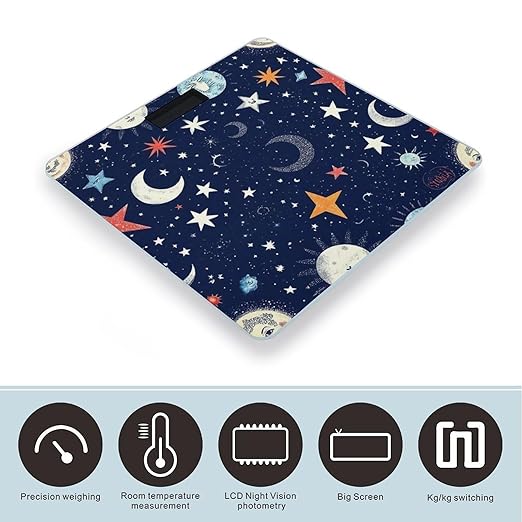 Women's Digital Bathroom Weighing Scale Automatic Switch Energy Saving Scale Smart Scale for Body Weight Zodiac Space Galaxy Constellation Sun Moon Stars