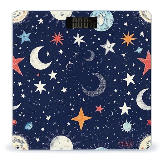 Women's Digital Bathroom Weighing Scale Automatic Switch Energy Saving Scale Smart Scale for Body Weight Zodiac Space Galaxy Constellation Sun Moon Stars
