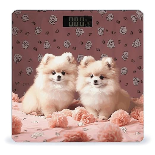Pomeranians Puppies and Point Bathroom Scale for Body Weight 400 Lb Weight Scale with High Precision Sensors Tempered Glass Highly Accurate Digital Weighing Machine for People