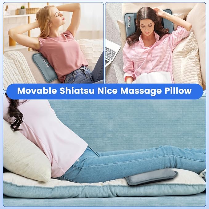 Full Body Massage Mat with HeatMassage Mattress with Shiatsu Neck Massager &amp Movable Neck Back Massager Pillow10 Vibrating Motors9 Massaging Modes &amp Timer for Back Leg Pain Relief