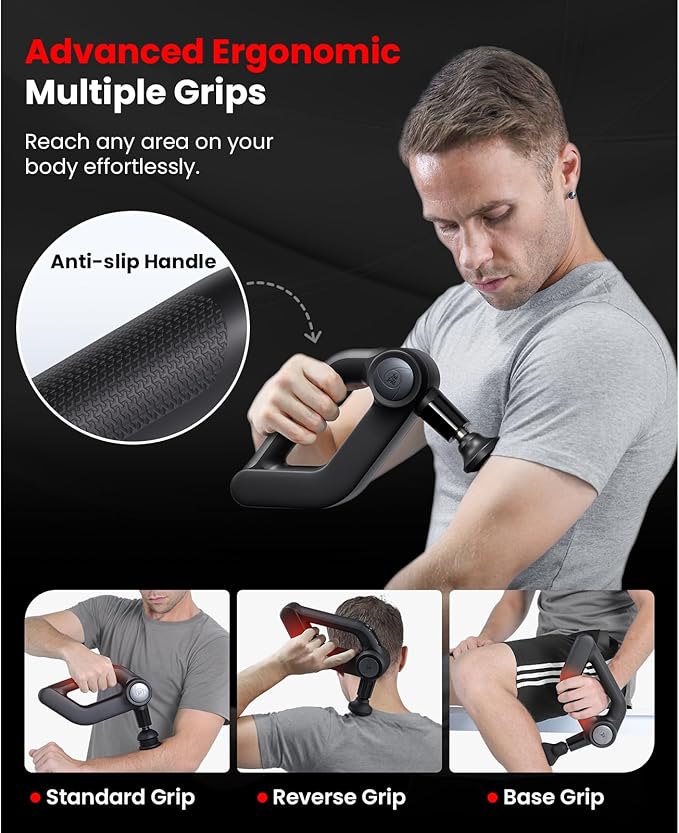 BOB AND BRAD D5 Ultra Massage Gun with Red Light Infrared Heat Head FSA-HSA Eligible 13mm Deep Tissue Percussion Muscle Massager Ergonomic D-Handle for Effortless Pain Relief &amp Athlete Recovery
