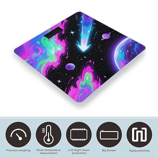 Fluorescent Planet Weight Scale Cute Bathroom Scale for Body Highly Accurate Digital Weighing Machine for People Compact LCD Display Scales with Sturdy Toughened Glass Scales